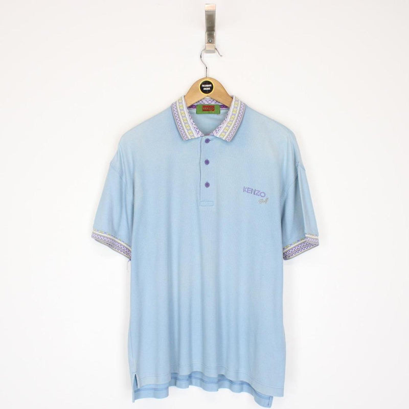 Vintage 90s Kenzo Golf Light Blue Short Sleeve Polo Shirt