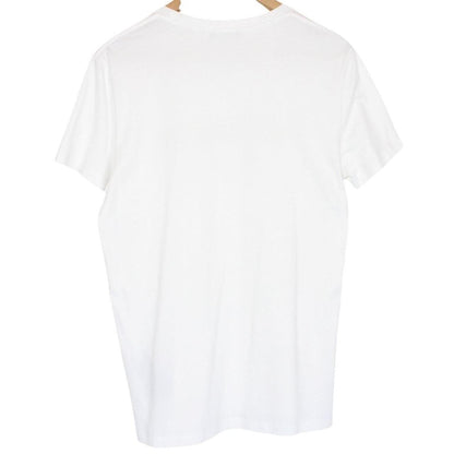 Balmain Paris White and Metallic Gold Logo Print Short Sleeve T-Shirt