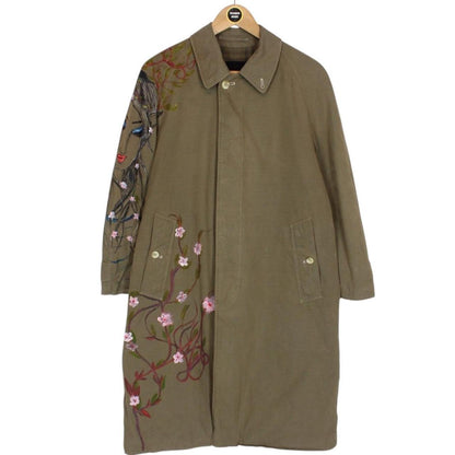 Vintage 90s Burberry Khaki Brown Painted Single Breasted Trench Coat