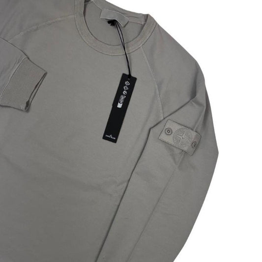 Stone Island grey sweatshirt with ghost logo, made from stretch cotton, brand new with tags.