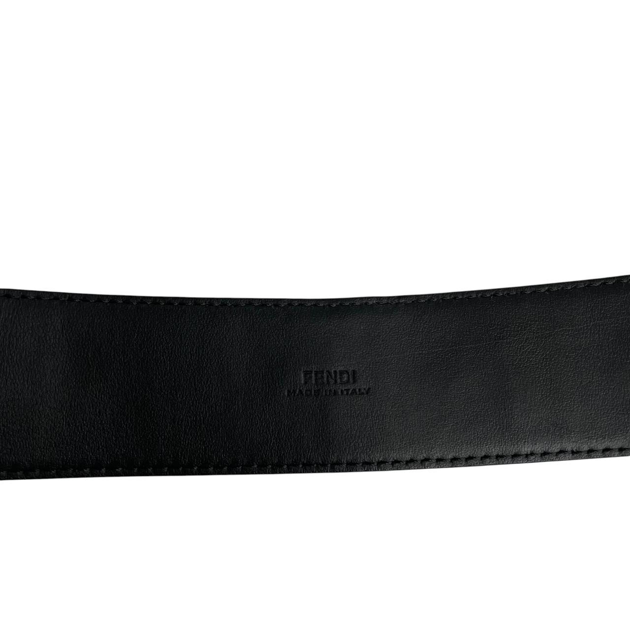 Fendi Brown and Black FF Zucca Monogram Embossed Leather Belt