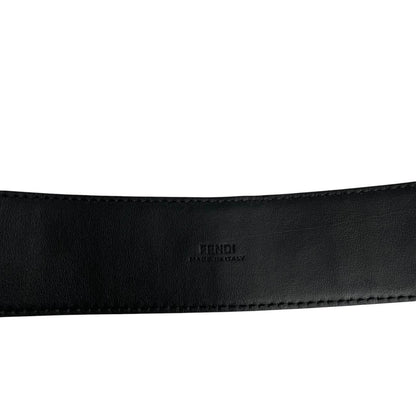 Fendi Brown and Black FF Zucca Monogram Embossed Leather Belt