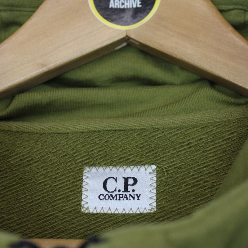 CP Company Green Cotton Full Zip Goggle Hoodie Jumper