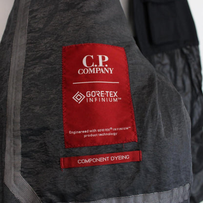CP Company Black Gore-Tex Infinium G-Type Full Zip Lens Long Jacket