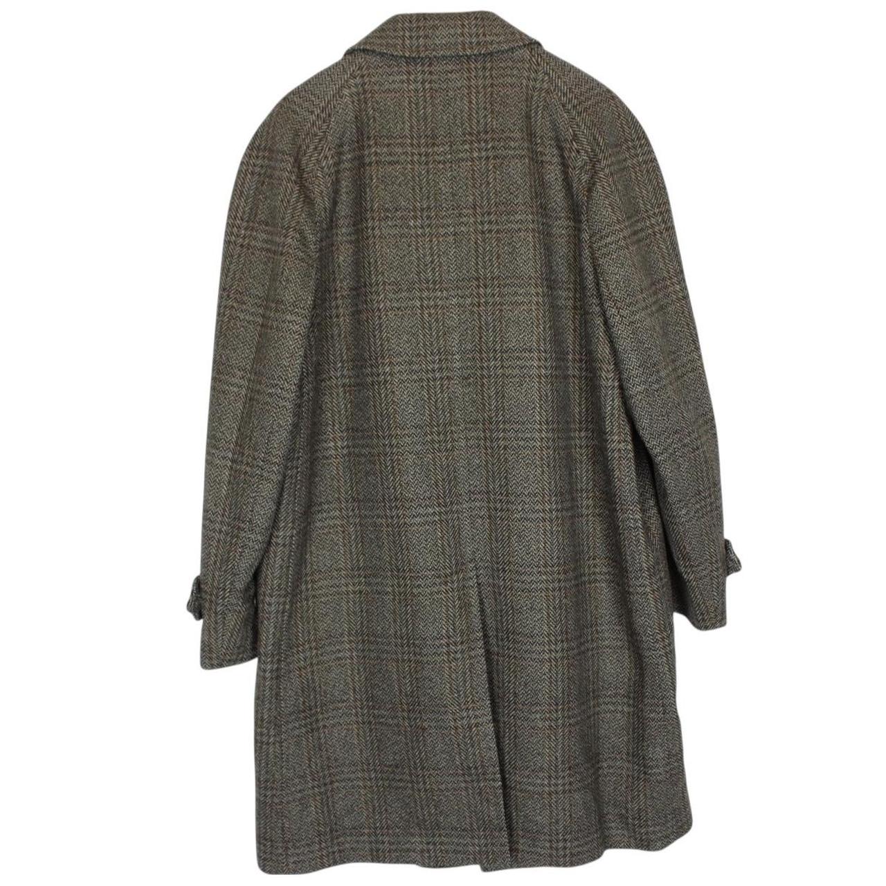 Vintage 90s Burberry Khaki Green Tweed Wool Overcoat