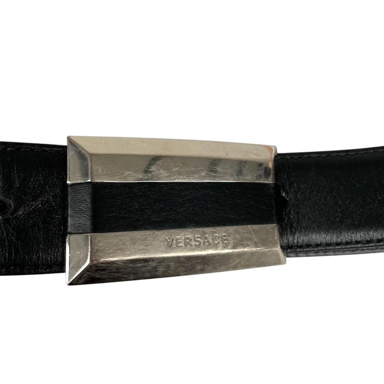 Versace Black and Silver Leather Belt