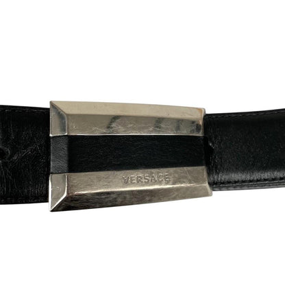 Versace Black and Silver Leather Belt