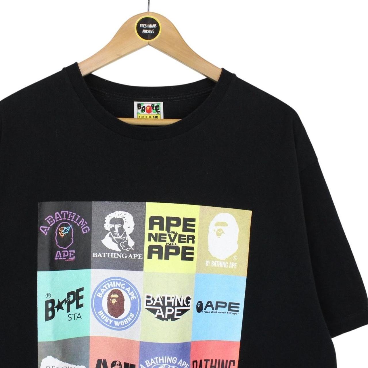 Bape Black and Multicoloured Multi Logo Graphic Short Sleeve T-Shirt
