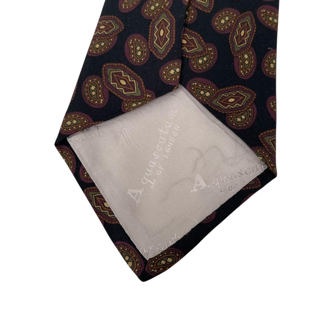 Vintage Aquascutum Black Paisley Print Silk Tie