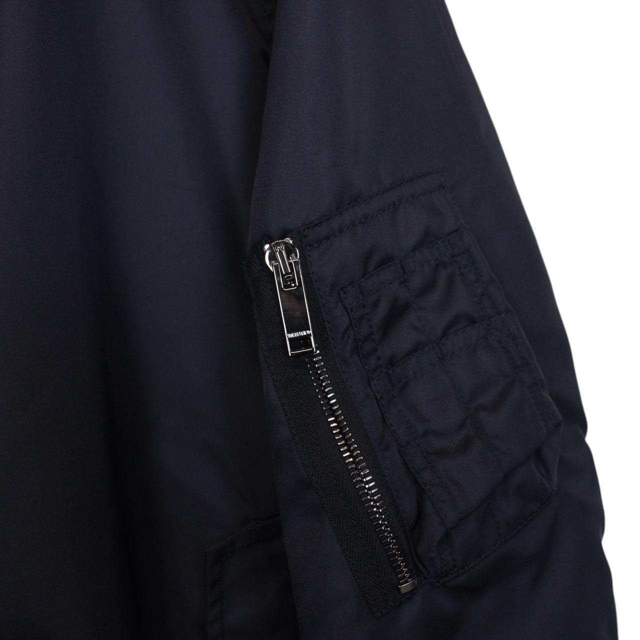 Valentino Navy Blue Rockstud Full Zip Nylon Bomber Jacket