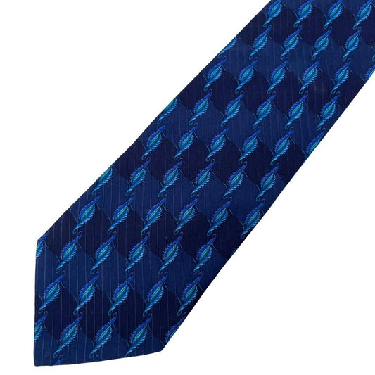 Vintage Valentino Blue Geometric Pattern Silk Tie