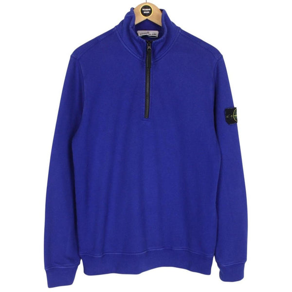 Stone Island AW 2023 Blue 1/4 Zip Cotton Sweatshirt Jumper