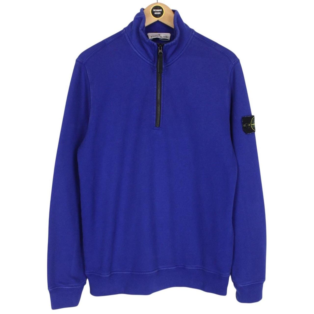 Stone Island AW 2023 Blue 1/4 Zip Cotton Sweatshirt Jumper