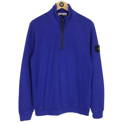 Stone Island AW 2023 Blue 1/4 Zip Cotton Sweatshirt Jumper