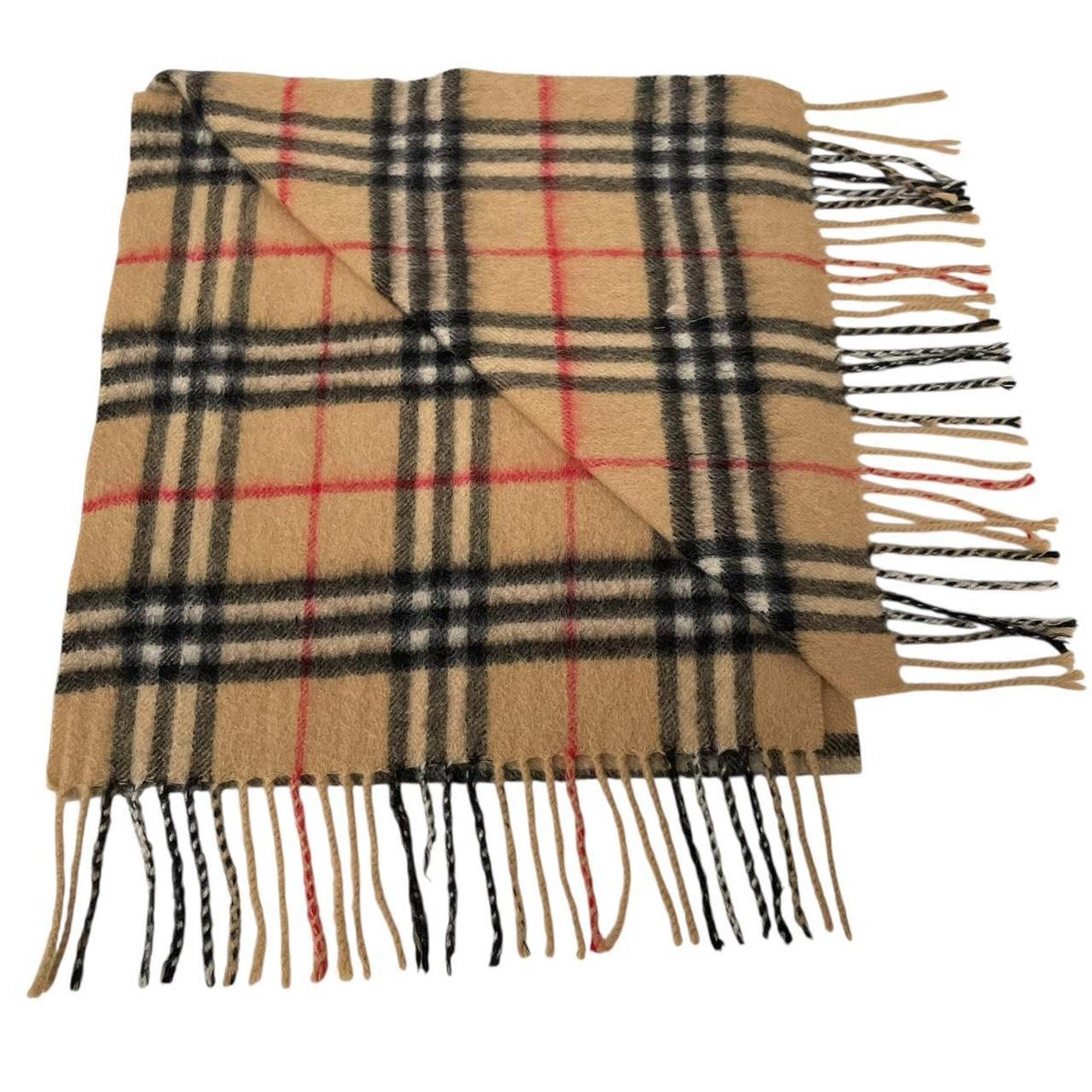 Vintage 90s Burberry Beige Nova Check Lambswool Scarf