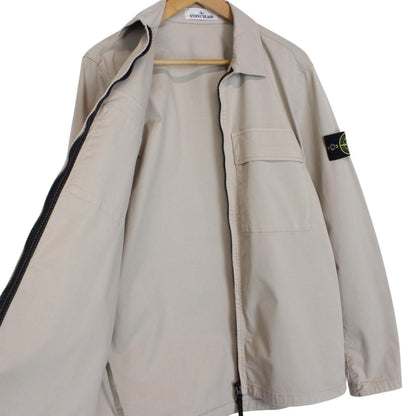 Stone Island SS 2023 Beige Full Zip Cotton Overshirt Jacket
