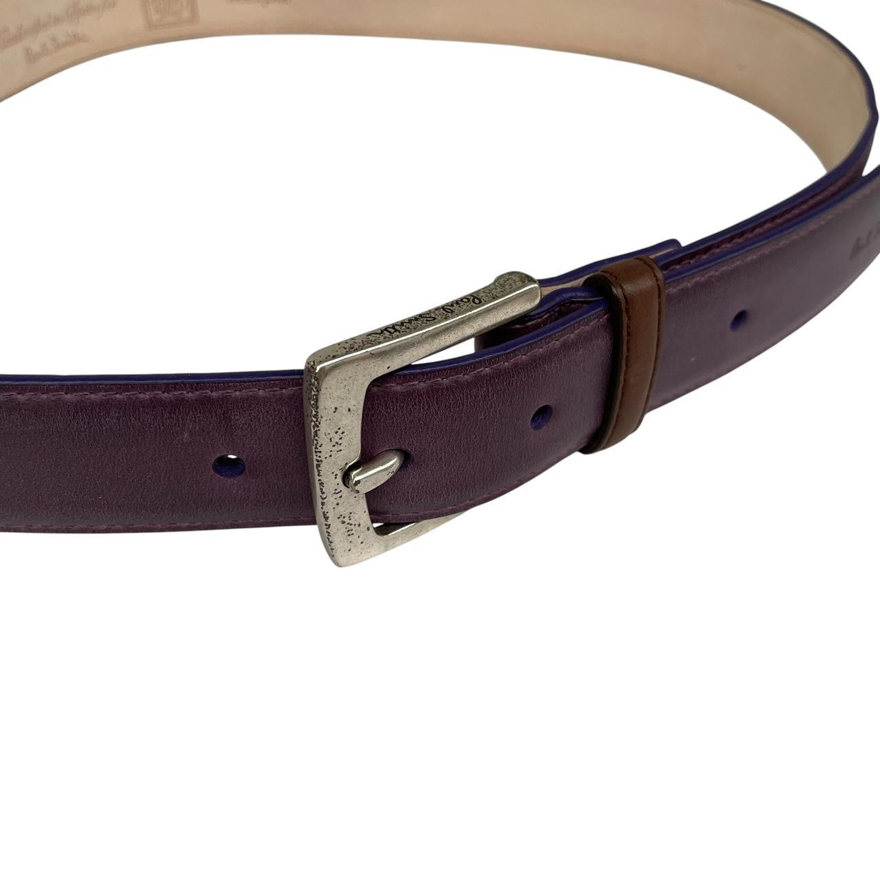 Paul Smith purple leather belt handcrafted in Spain with subtle storage marks.