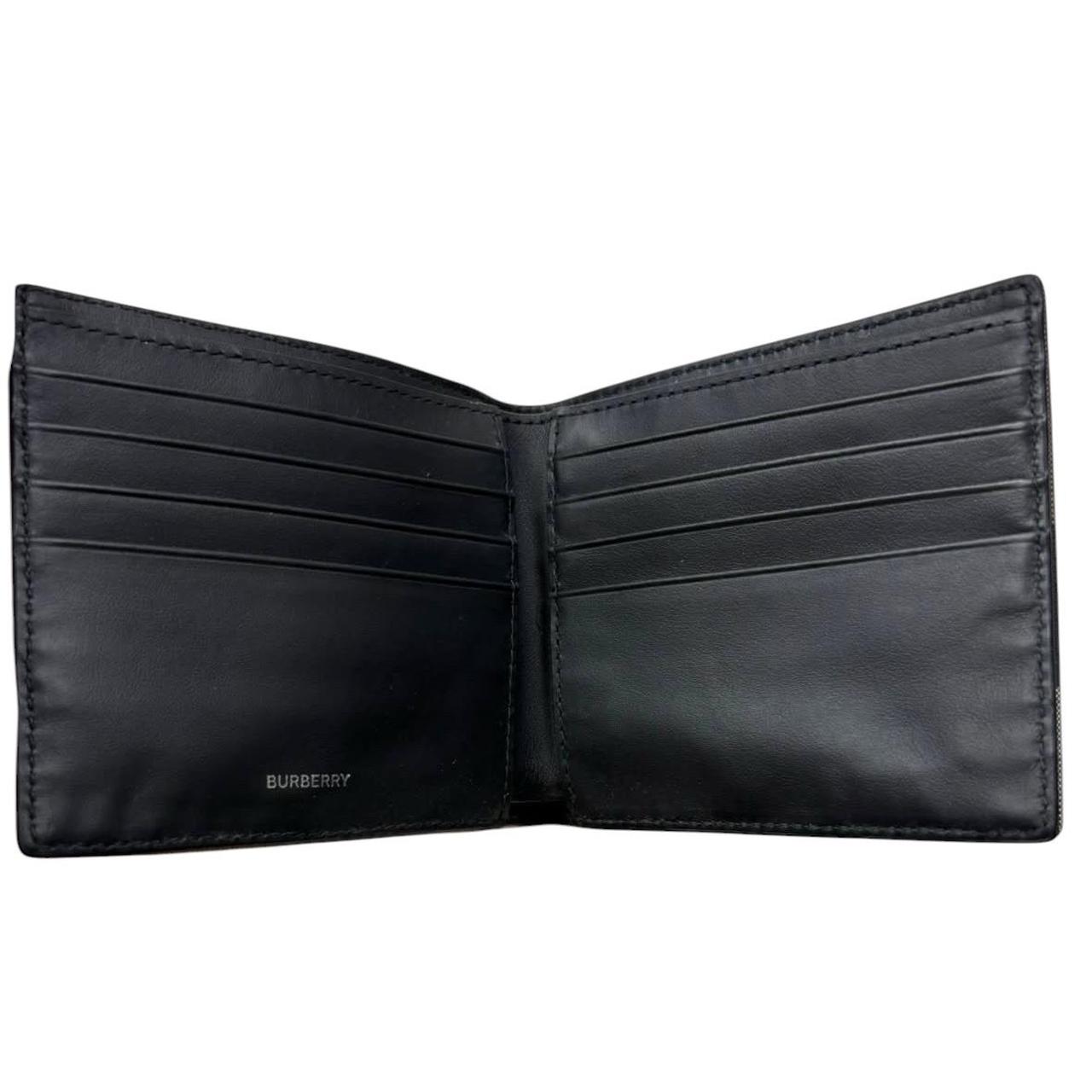 Burberry bifold wallet tan brown Nova Check pattern with logo detail.