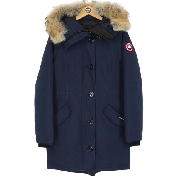 Canada Goose Navy Blue Rossclair Parka Down Coat with Fur Trim