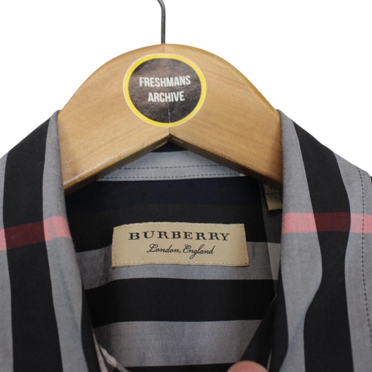 Burberry Navy Blue Nova Check Long Sleeve Cotton Shirt