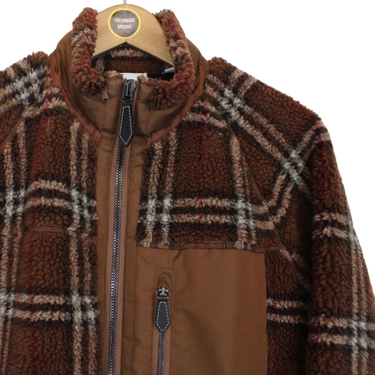 Burberry Birch Brown Nova Check Full Zip Sherpa Fleece Jacket