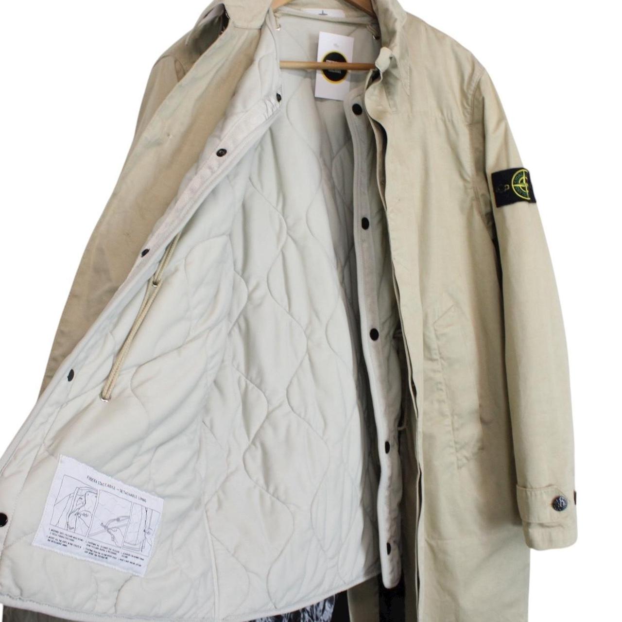 Stone Island AW 2012 Beige Raso Gommato Vinyl Cover Coat with Dutch Rope Lining