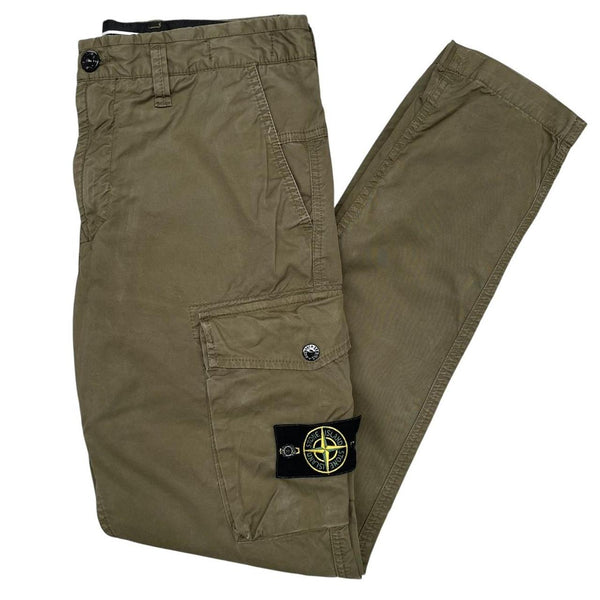 Stone Island SS 2021 Khaki Green Slim Fit Cargo Trousers