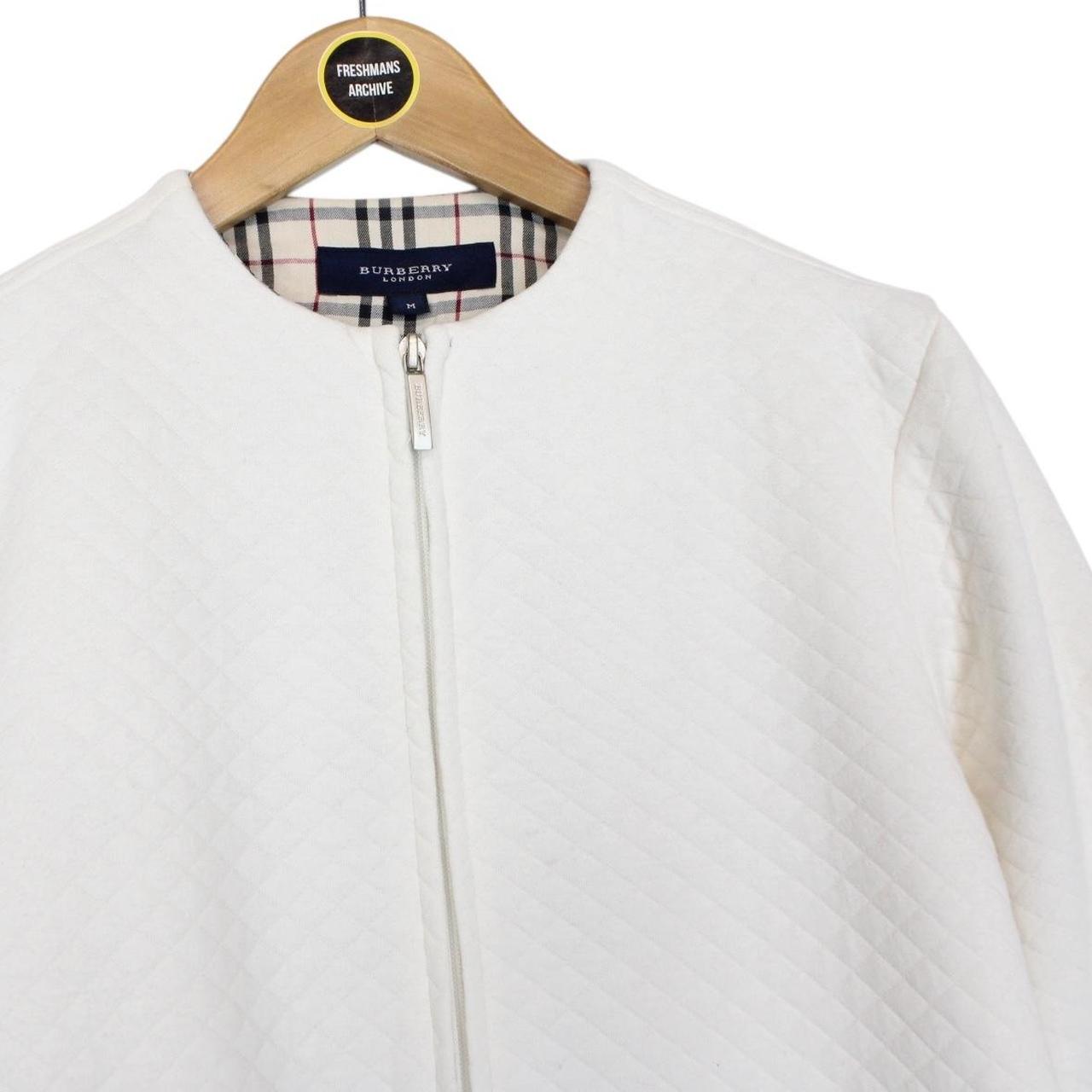 Vintage Burberry London White Nova Check Cotton Full Zip Sweatshirt