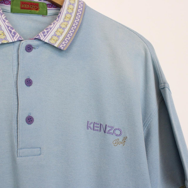 Vintage 90s Kenzo Golf Light Blue Short Sleeve Polo Shirt
