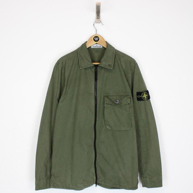 Stone Island SS 2020 Green Full Zip Cotton Overshirt Jacket