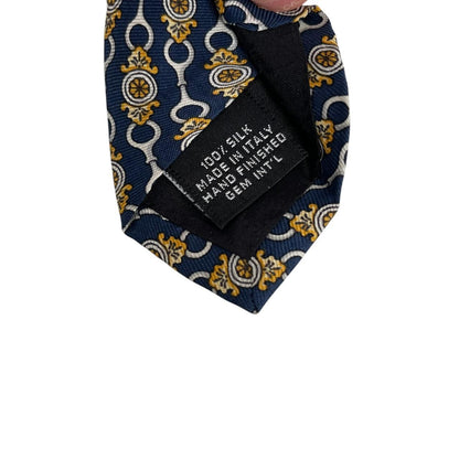 Vintage Paolo Gucci Navy Blue Horsebit Silk Tie