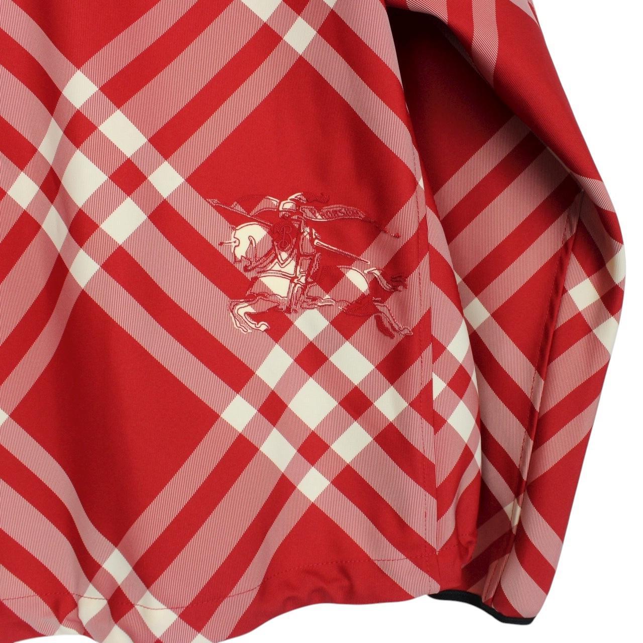 Burberry London Red and White Full Zip Nova Check Hooded Jacket