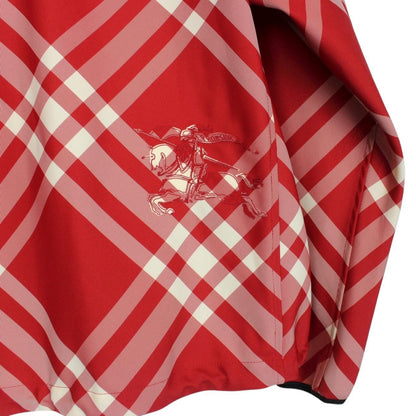 Burberry London Red and White Full Zip Nova Check Hooded Jacket