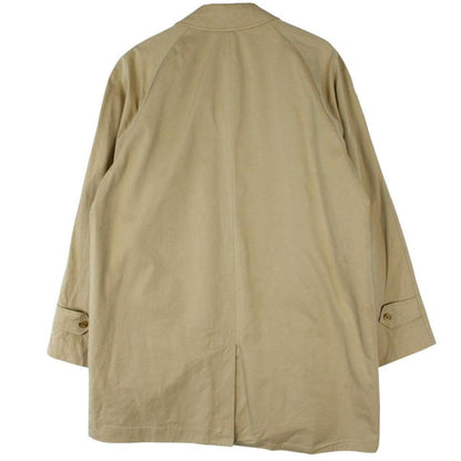 Burberry tan brown single breasted cotton overcoat with logo detail and classic design.