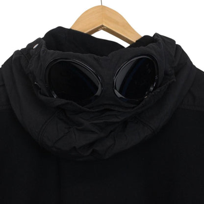 CP Company Black Diagonal Fleece Goggle Lens Hoodie Jumper