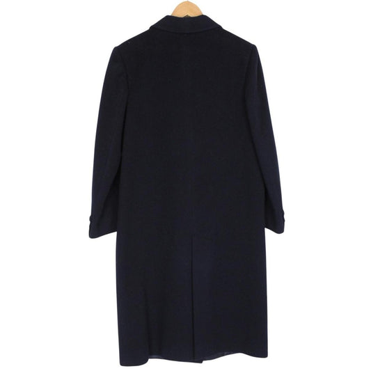 Vintage 80s Burberry Navy Blue Virgin Wool Coat