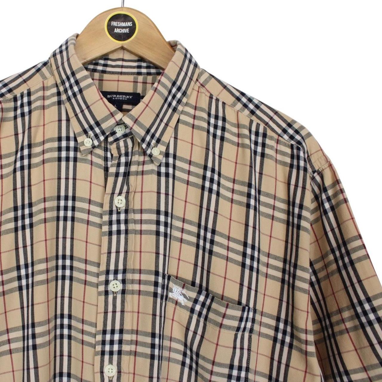 Vintage Burberry London Beige Nova Check Short Sleeve Cotton Shirt