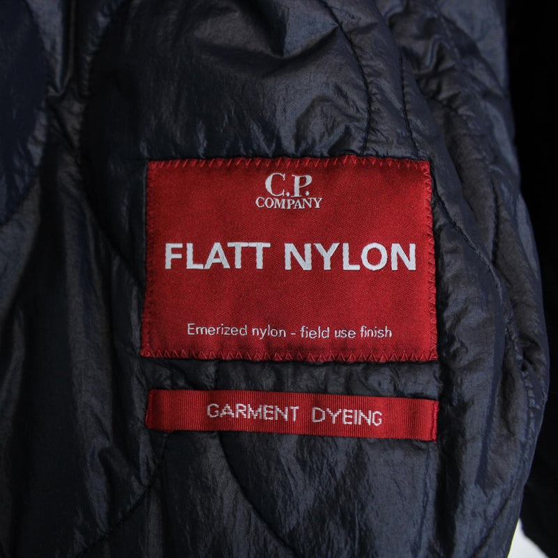CP Company Navy Blue Full Zip Flatt Nylon Lens Bomber Jacket