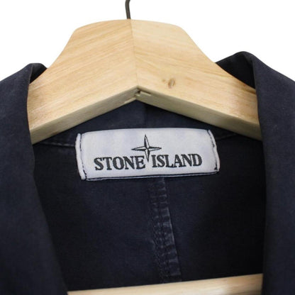 Stone Island AW 2018 Navy Blue Full Zip Cotton Overshirt Jacket