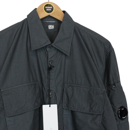 CP Company Navy Blue Lens Gabard Organic Cotton Overshirt