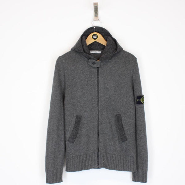 Vintage Stone Island AW 2009 Grey Wool Knit Full Zip Hoodie