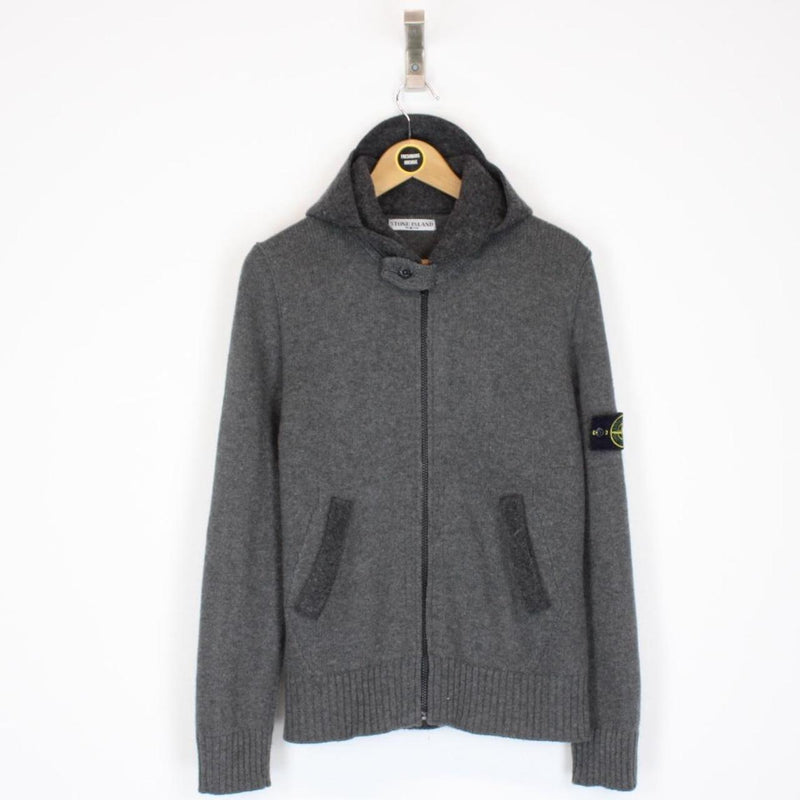 Vintage Stone Island AW 2009 Grey Wool Knit Full Zip Hoodie