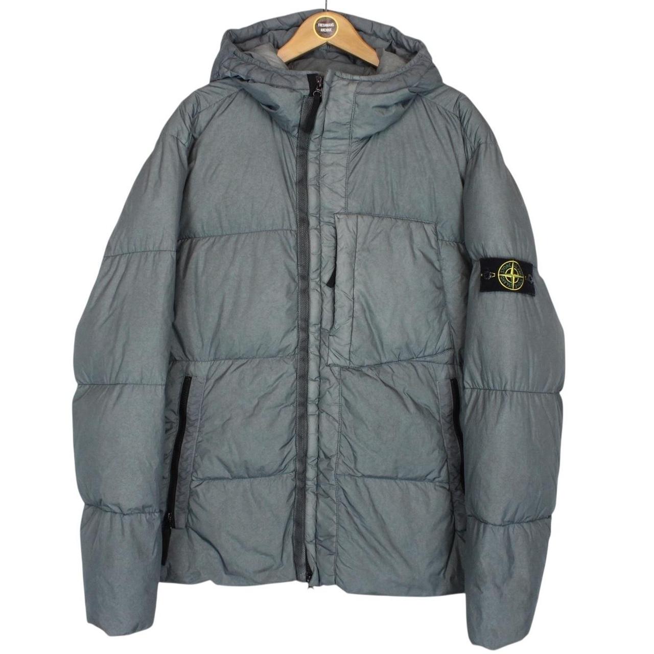 Stone Island AW 2017 Green Garment Dyed Crinkle Reps NY Down Jacket