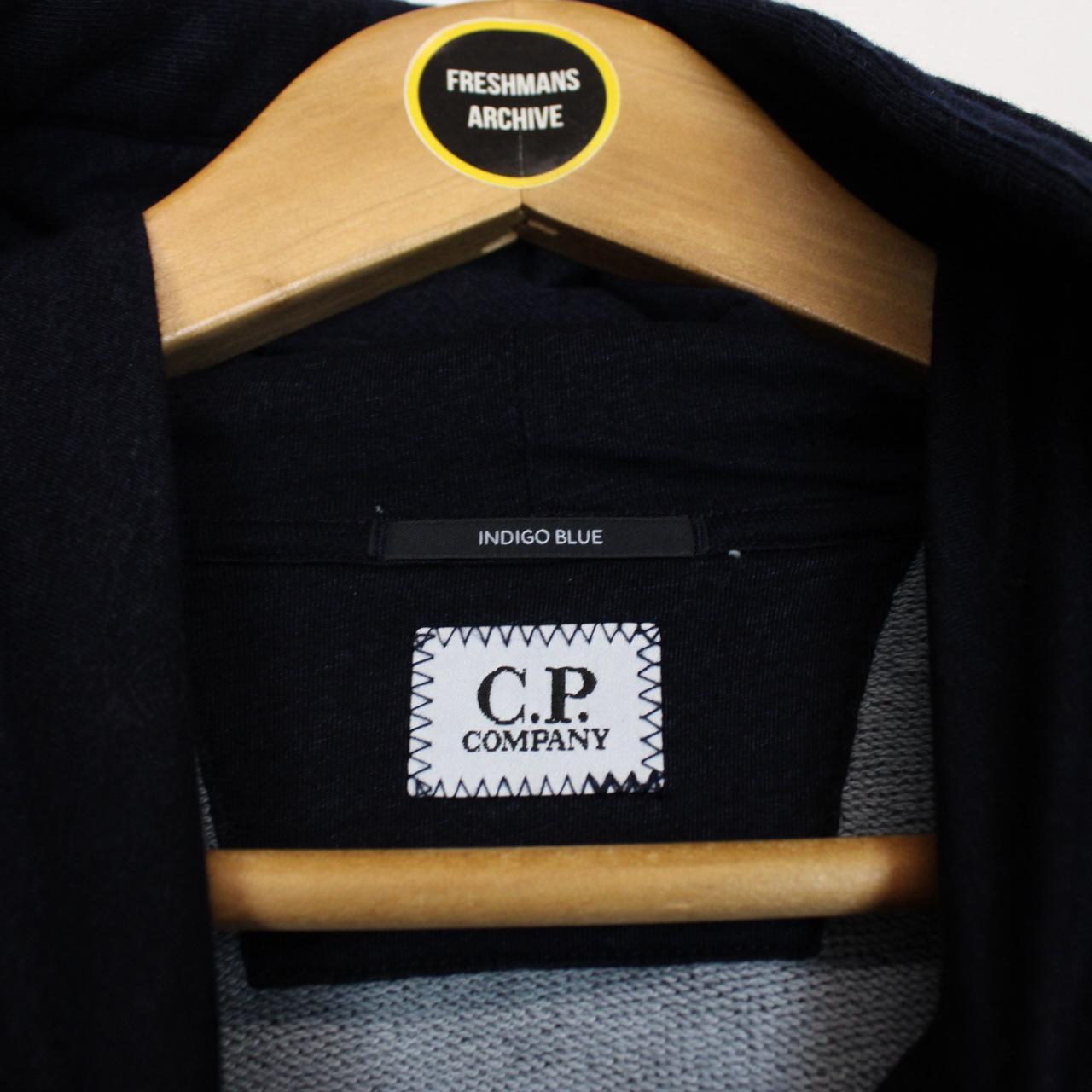 CP Company Denim Navy Blue Indigo Fleece Cotton Hoodie Jumper