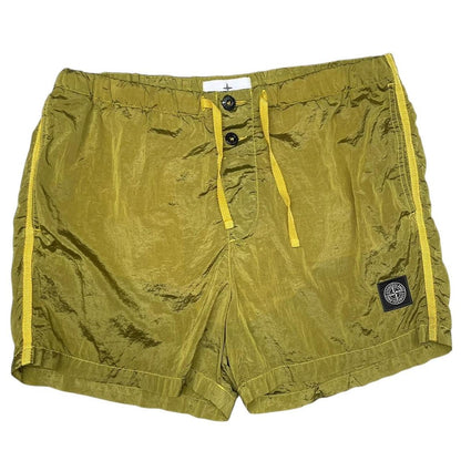 Stone Island Yellow Navy Blue Nylon Metal Swim Shorts