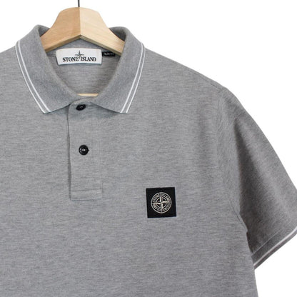 Stone Island Grey Short Sleeve Compass Cotton Polo Shirt