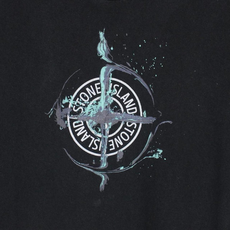 Stone Island SS 2021 Black Short Sleeve Logo Print Cotton T-Shirt