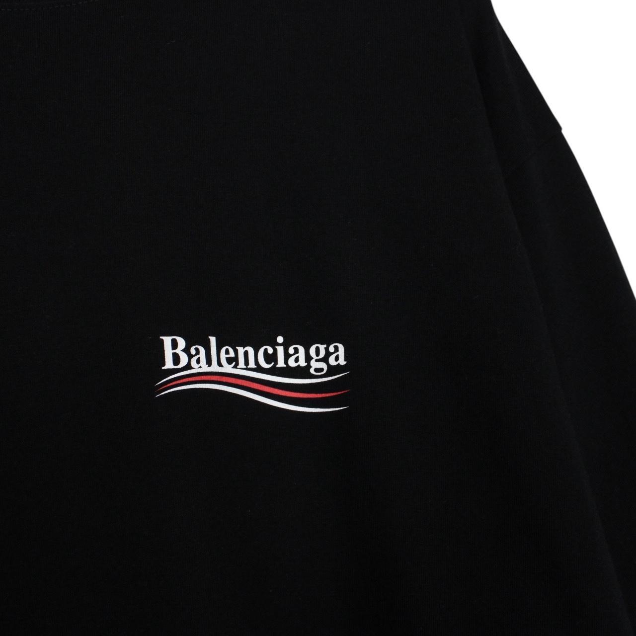Balenciaga Black Political Campaign Logo Short Sleeve Cotton T-Shirt