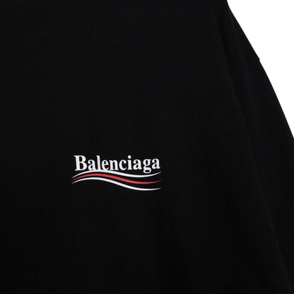 Balenciaga Black Political Campaign Logo Short Sleeve Cotton T-Shirt