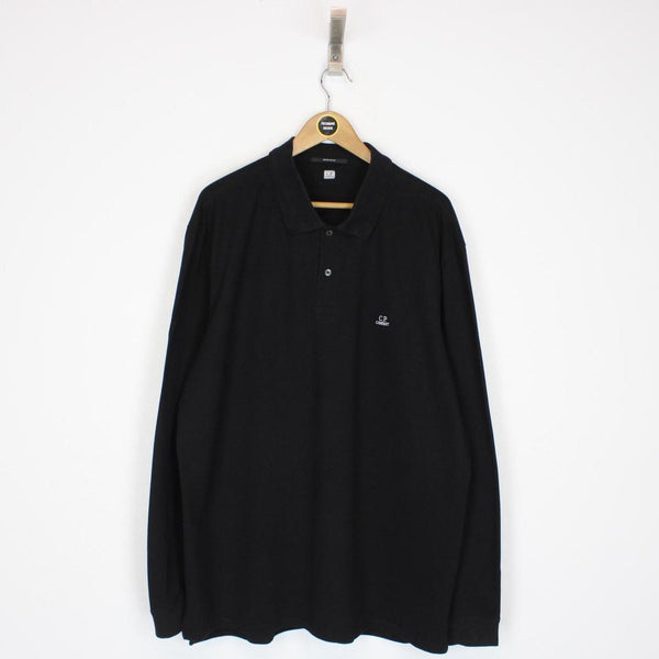 CP Company Black Long Sleeve Logo Polo Shirt